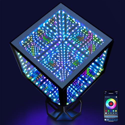FKEIOI Hyper Infinity Cube Mirror Light RGBW Gaming Room Decor Gift 6.2in