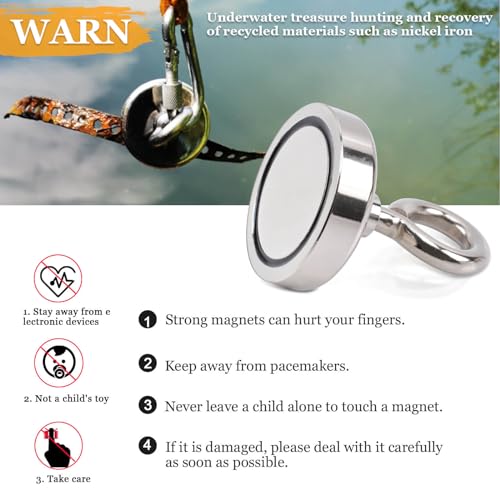 Min Ci FISHING MAGNETS Y48 Magnets, 1.89 Inch (48Mm) Super Strong Neodymium Fishing Magnets Lifting Eye-Bolt thumb #6