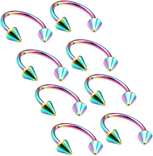 2pc 16g Surgical Stainless Steel Rose Gold Horseshoe Hoop 5mm Spike Circular Barbells Earrings Cartilage Helix Septum Nose Lip Rings (choose Color, Gauge, Diameter)