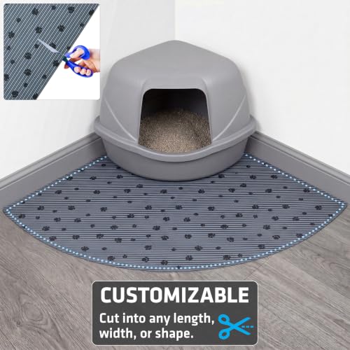 Image of Drymate Original Cat Litter Mat, Contains Mess from Box, Urine-Proof, Soft on Kitty Paws - Absorbent /Waterproof - Machine Washable, Durable (USA Made) (28 x 36) (Grey Stripe Black Paw)
