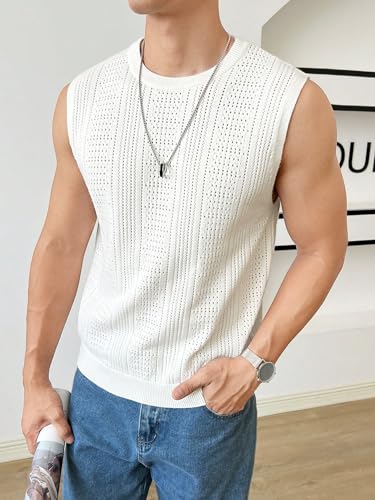 Verdusa Men's Sleeveless Round Neck Knit Tank Top Casual Sweater Vest4
