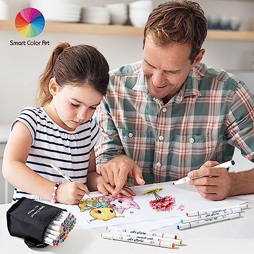 ChicRosa Art Markers, 65 Coloring Markers and 1 Blender, 66 Pack Alcohol Based Dual Tip Permanent Markers Highlighters with Case, Excellent for Adults Kids Coloring Marking Drawing Sketching (Black) - Thumbnail 6