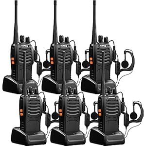 Baofeng Walkie Talkies bf-888s Two-Way Radios Long Range Rechargeable Interphone for Adults Professional Handheld UHF Communicator 6 Pack Walky Talky Set with Earpiece,Li-ion Battery and Charger