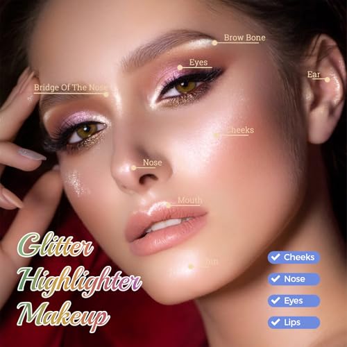 Lucoss Highlighter Palette, Baking Highlighter Bronze-Puder Langlebige Wasserfeste Gebackene Highlighter Puder Palette Makeup Palette Baked Brilliant Erhellen Sie Hautfarbe Face Contour Powder