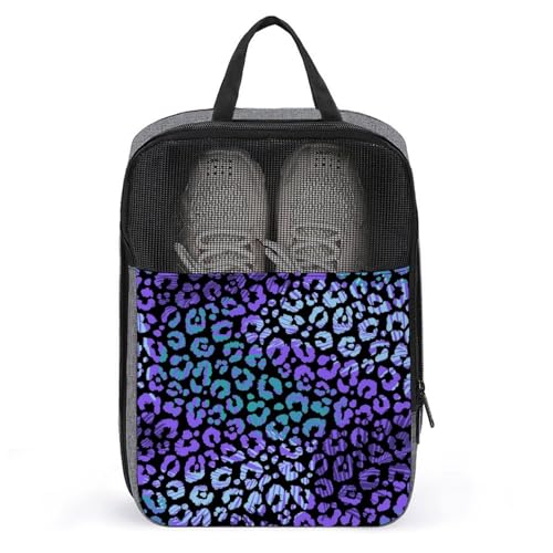 Sac à chaussures de golf à rayures violettes léopard