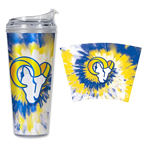 Image of Rico Industries NFL Football Glitter 24oz Acrylic Glitter Tumbler with Hinged Lid, Officially Licensed Double Wall Tumbler with Straw