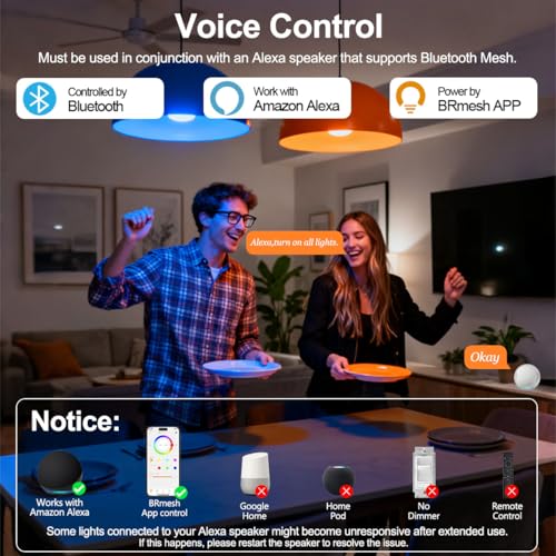 iLC LED Globe Alexa Light Bulbs B22, Work with Alexa (Echo Devices Required), 6W G80 Smart Light Bulb Colour Changing Light Bulb Warm White 2700K +RGB, Bayonet (2 Pack) - Image 5