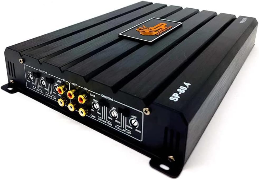 KIT SET PER SP AUDIO SP-80.4D 1 amplificatore nero 4 canali classe d 4 x 160 watt rms a 2 ohm spl per bagagliaio cofano auto, 1 pezzo