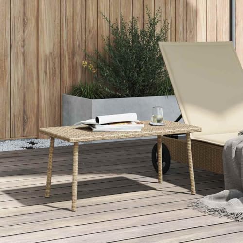 Table basse de jardin rectangulaire beige gain de place pour petit balcon