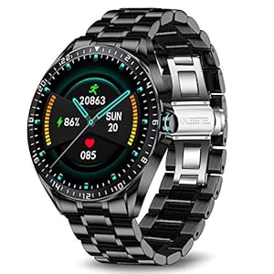 LIGE Smartwatch, Fitnesstracker Met Bloeddruk, Hartslagmeter, 1,3 Inch Volledig Touchscreen, IP67 Waterdichte Smartwatch, Fitnesshorloge Voor Heren Dames, Roestvrijstalen Band Voor Android iOS Zwart