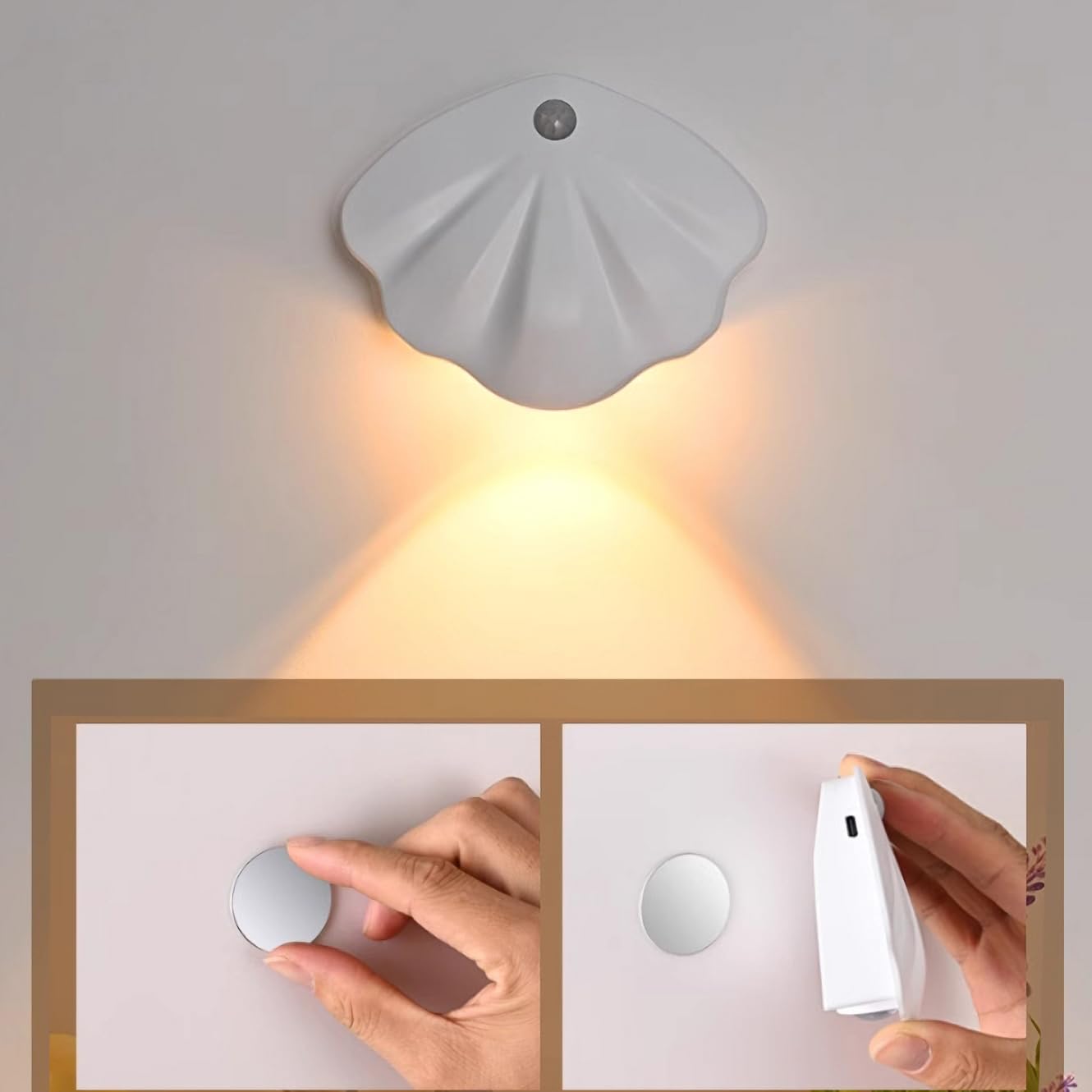 Amazon.co.jp : Sakura センサーライト usb充電式 足元灯 貝殻 人感  