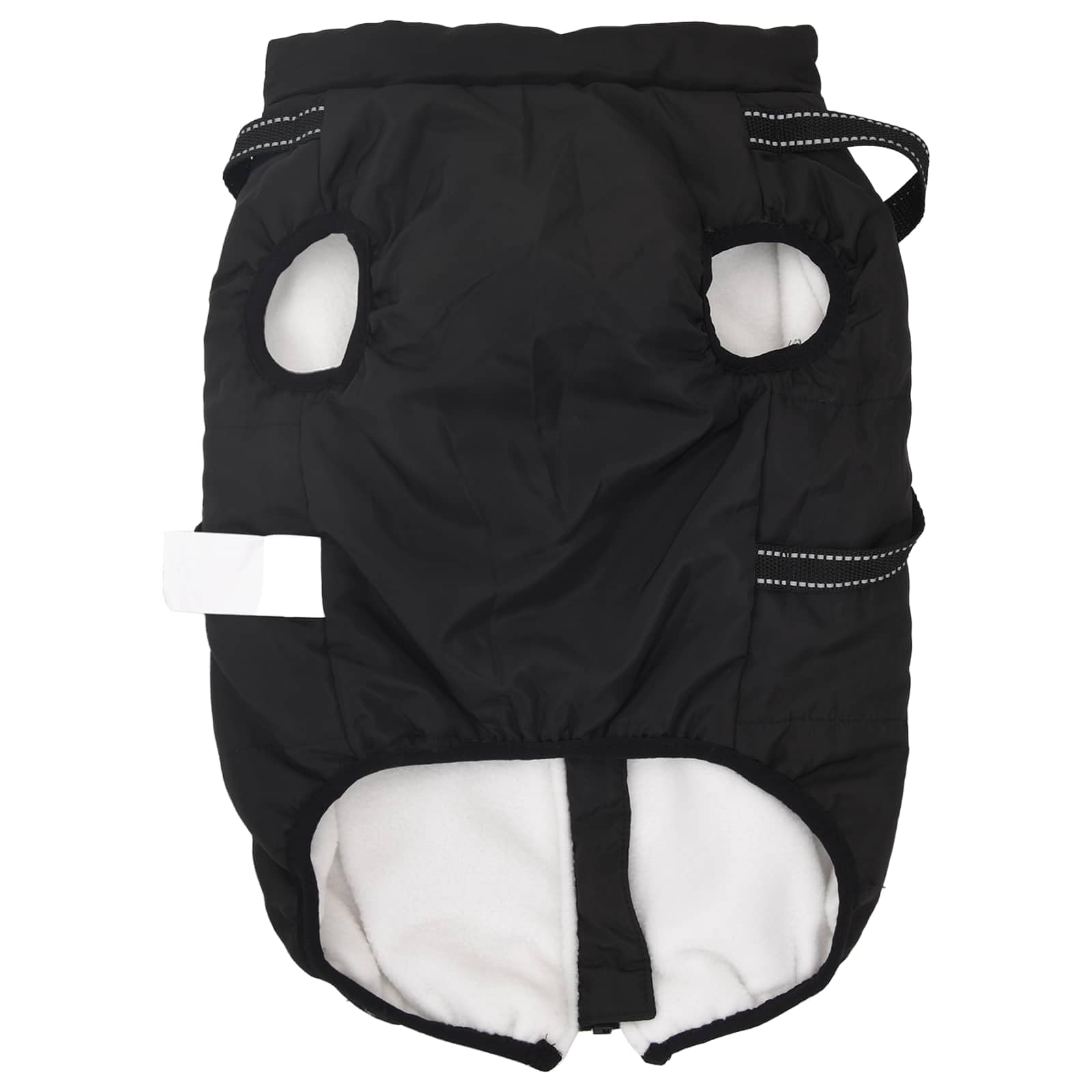 Cappotto per cani nero L48 in pile e poliestere regolabile con strisce riflettenti per inverno e autunno, antivento, impermeabile, caldo, ideale per passeggiate, all'aperto e passeggiate
