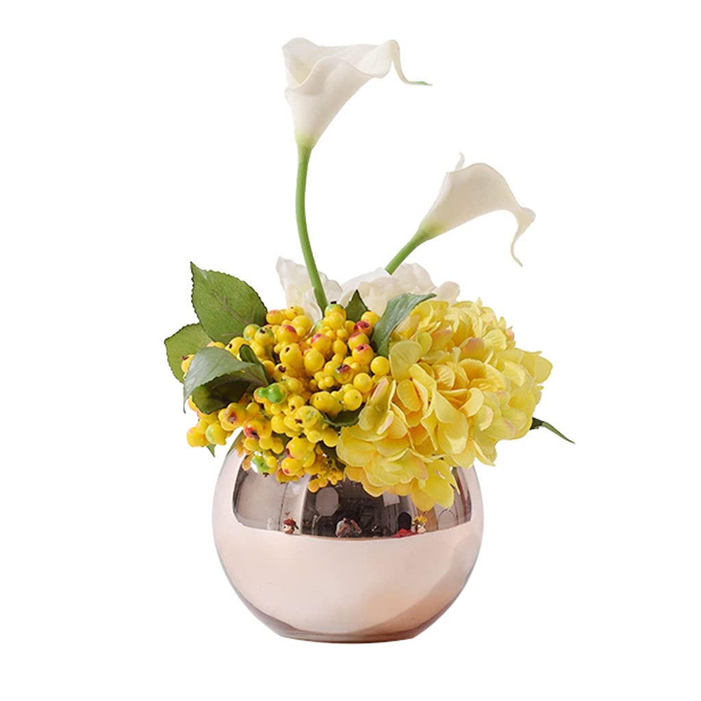 XDLEDMKIZ Artificial Flowers Indoor Fake Flower Calla Lily Living Room Coffee Table Dining Table Floral Artificial Hydrangea Bonsai, Suitable for Wedding Bedroom Office D