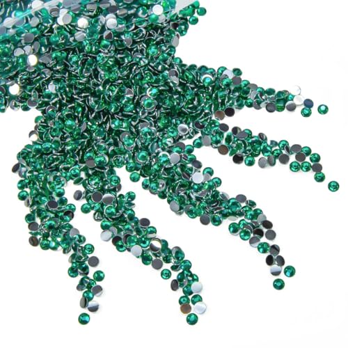qiipii 1280PCS 6mm Jade Green Resin Crystal Rhinestones for Crafting Dark Green Flatback Rhinestones Bulk SS30 Stones Diamonds Crystals Gems for Face Eyes Makeup Tumblers DIY Crafts Clothes Shoes