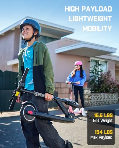 FanttikRide T9 Electric Scooter for Kids 4.3-5.6 ft, 7/10/12 MPH, LED Battery Level, Height Adjustable and Foldable, Electric Scooter for Kids, 200W Motor, Up to 40 mins