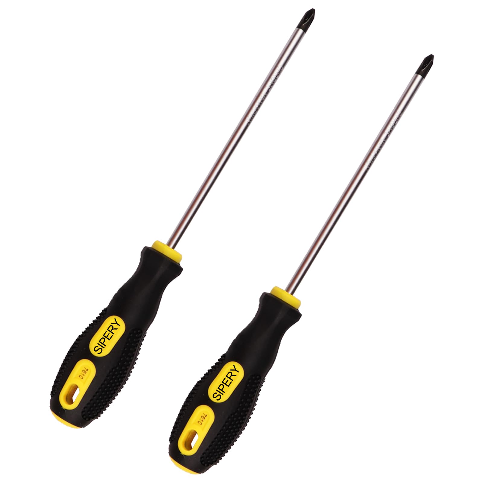 2Pcs Phillips Screwdriver 6 inch Shaft Non-Slip Grip Screwdriver Magnetic Tip 6mm PH2 Cross Head Screwdriver