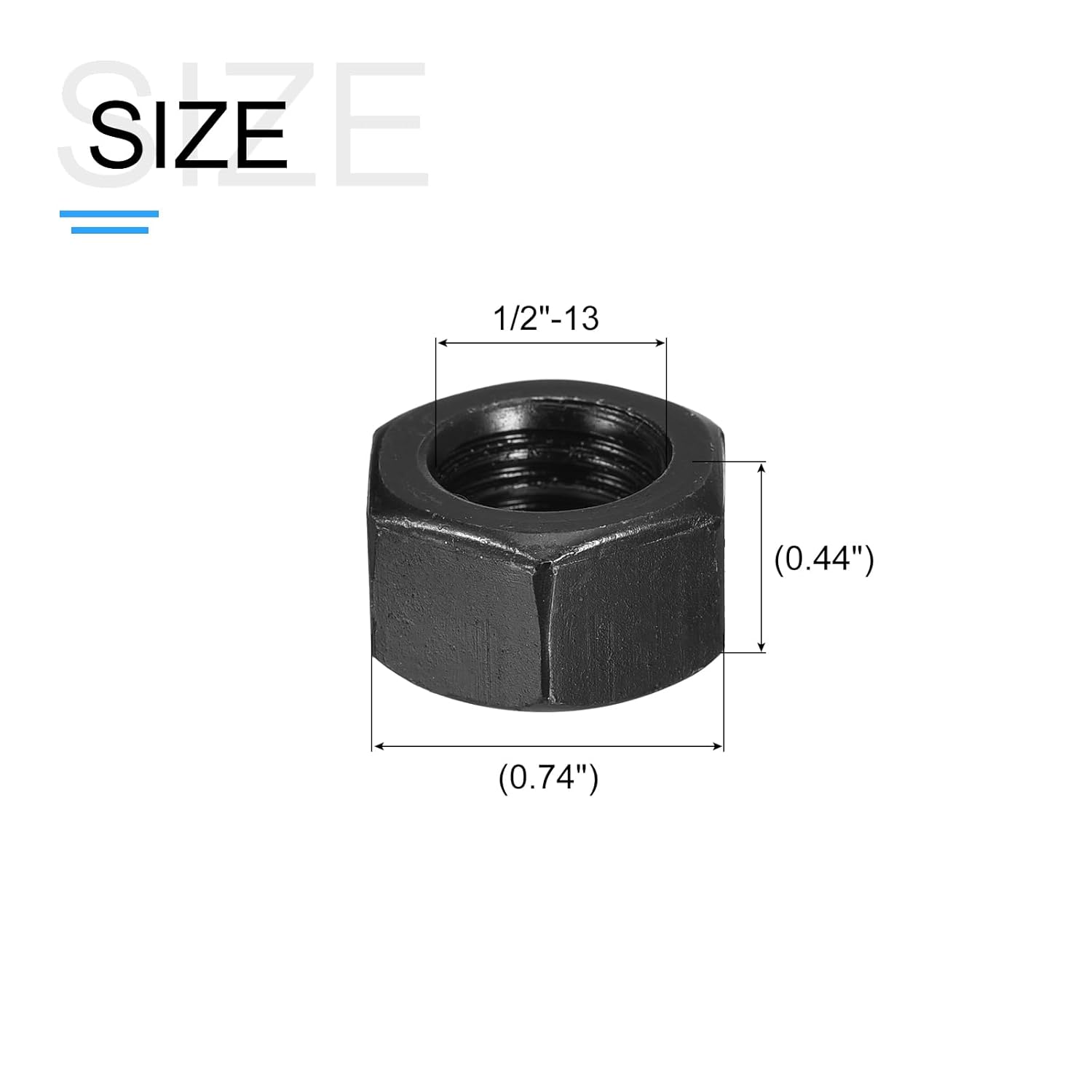 METALLIXITY Hex Nuts (1/2"-13) 100Pcs, Carbon Steel Coarse Thread Black Oxide Hexagon Nut Hardware - for DIY Home Repair Machinery, Black