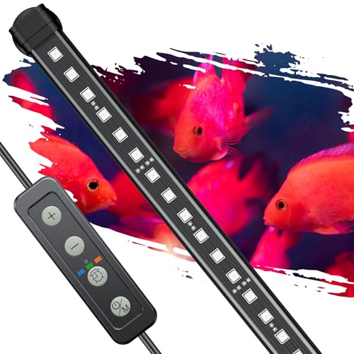 Pawfly 11 W Aquarium-Farbenverstärkungsleuchte für 33-56 cm große Aquarien IPX8 wasserdichte Aquarium-LED-Leuchte Brillante RGB-Leuchten mit 7 Einzelfarbeneffekten Timer und einstellbarer Helligkeit