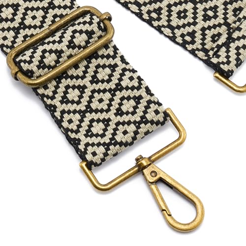 Image of ZOOEASS Bronze Buckles Purse Strap, 2 inch Wide Crossbody Handbag Strap Adjustable Replacement Shoulder Strap Vintage Embroidery