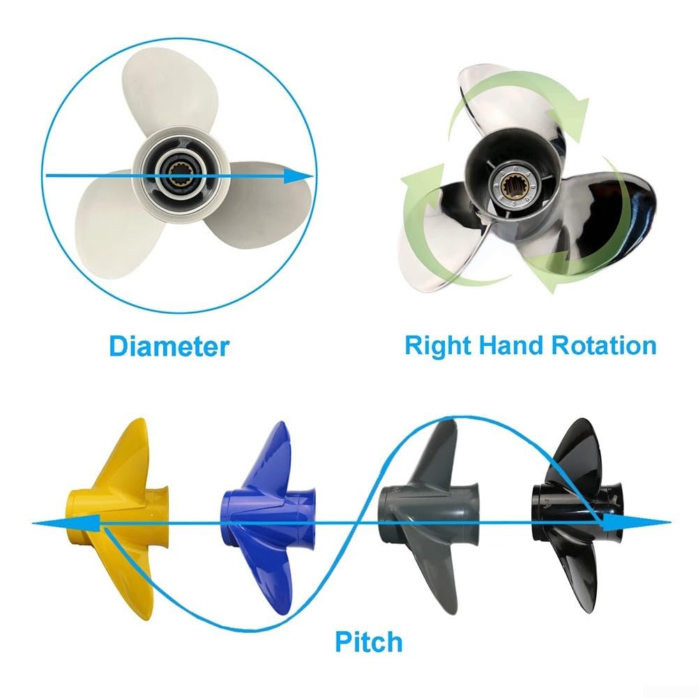 8,9 x 8,5 Propeller mit 12 SplineE und 3 aus Aluminiumlegierung für Quecksilber für Tohatsu für Nissan 8 PS 9,8 PS 9,9 PS Außenbordbootmotoren
