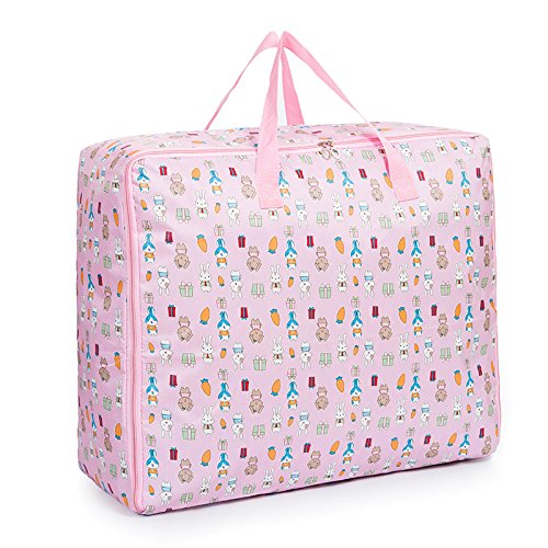 Preisvergleich Produktbild 4 stücke Gepäck Organizer wasserdichte Kleidung Aufbewahrungsbeutel mit Wäsche / Kulturbeutel für Reise oder Haushalt (Bunte Muster) Pulver-Kaninchen 60x25x50cm