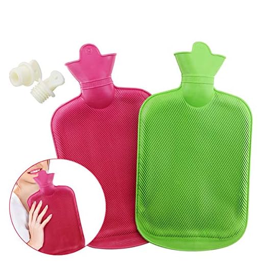 WTSHOP 2 Pack Premium Simple Rubber 2L Hot Water Bag (Red,Green),Great For Pain Relief,Hot And Cold Therapy,Natural Rubber BPA Free- Durable Hot Water Bottle Water Bottle Hot
