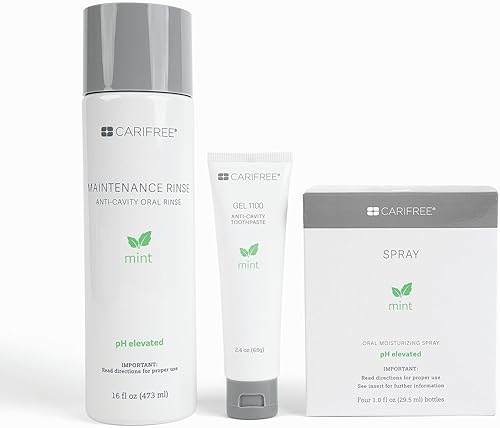 CariFree Kit de inicio de mantenimiento y prevención, menta Pasta dental con flúor anticaries y enjuague bucal refresca el aliento y humedece la