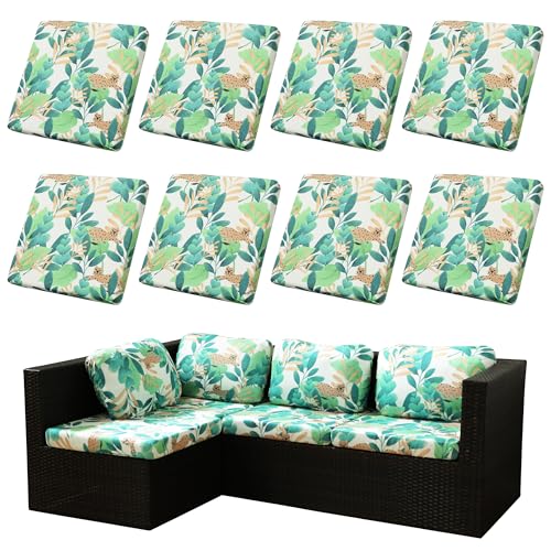 Image of BIETYONE 8Pcs Stretch Patio Cushion Covers,Outdoor Couch Covers Replacement,Outdoor Couch & Sofa Slipcovers,for Patio Furniture Cushion Covers,Washable Reusable urniture Protector(Leopard,8PCS)