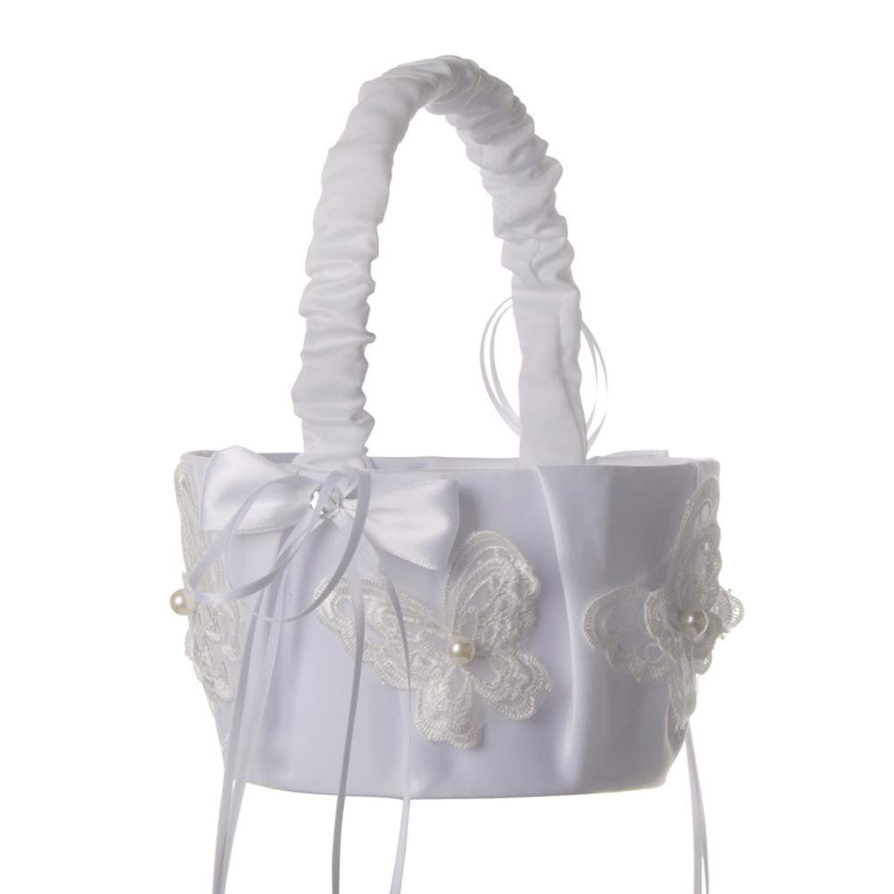 Flower Girl Basket Wedding Collection Traditional Ivory (NHL-03)