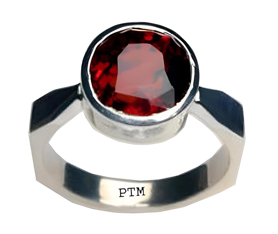 PTM 925 Sterling Silver Gomed (Hessonite) 3.25 to 10.25 Ratti or 3.00 to 9.50 carat Natural Gemstone Bis Hallmark Ring for Men & Women