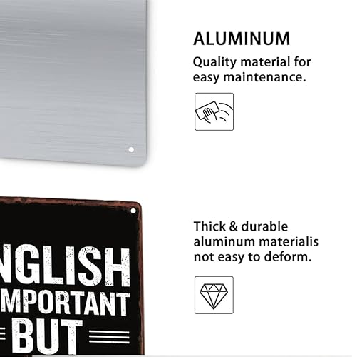 Miniatura 4 de Letrero de hojalata vintage con texto en inglés English Is Important But Math Is Importanter divertido póster retro de metal para garaje, hogar,