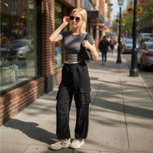 Stanpetix Women's Cargo Pants Parachute Hiking Trousers Black Medium - image 3