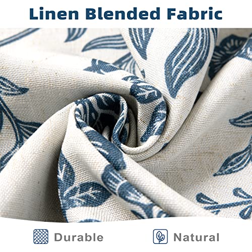 Driftaway Twyla Linen Blend Blackout Tie Up Curtain For Kitchen Boho Floral Printed Linen Curtains Tie Up Shade For Bedroom Adjustable Balloon Rod Pocket 45 Inch By 63 Inch Ivory Navy #TOP6