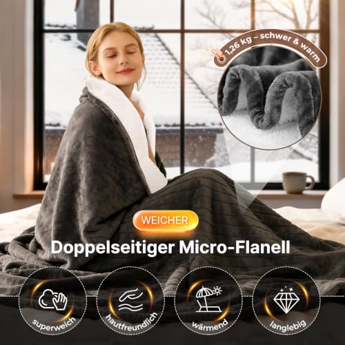 staronce Heizdecke mit Abschaltautomatik, Elektrische Wärmedecke 180x130 cm, Beheizbare Kuscheldecke mit 10 Heizstufen… – Ansicht 2