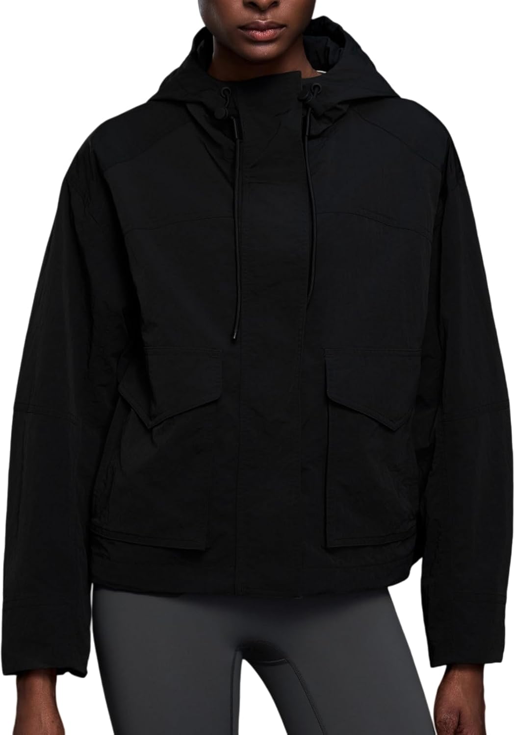 altiland Water Repellent Windbreaker for Women, Lightweight Hooded Rain Jacket, Outdoor Hiking Wind Coat