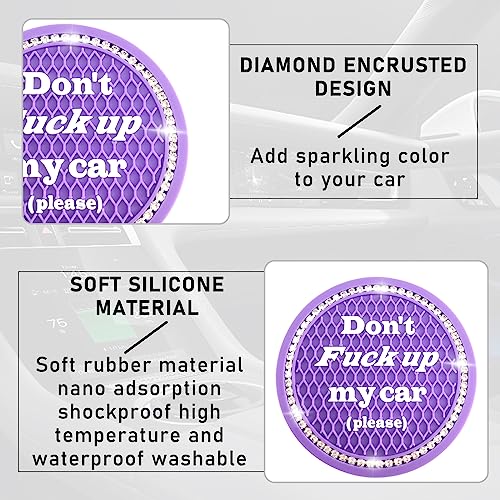 Kewucn 2 Pack Bling Portavasos para Auto, 2.75 in miniatura 3