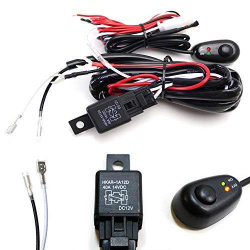 iJDMTOY 1-Set 6-ft Long LED Light Bar Relay Wiring Harness Kit w/LED Indicator Light On-Off Switch & in-line Fuse