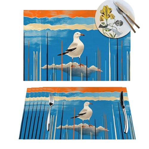 Sets de table tissés lavables en PVC bleu antidérapant x4