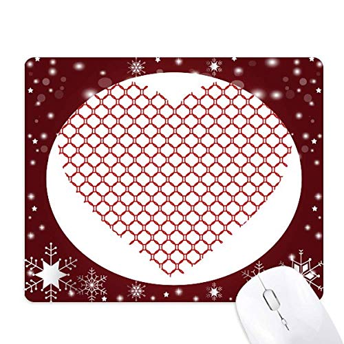 Tapis de souris rouge coeur et cercles la saint - valentin avec finition flocon de neige