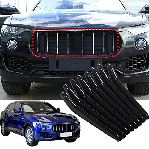 Image of 8pcs Car Styling ABS Plastic Exterior Front Grill Decoration Strips Cover Trims For Maserati Levante 2016 2017 2018 Auto Accessories (Glossy Black)