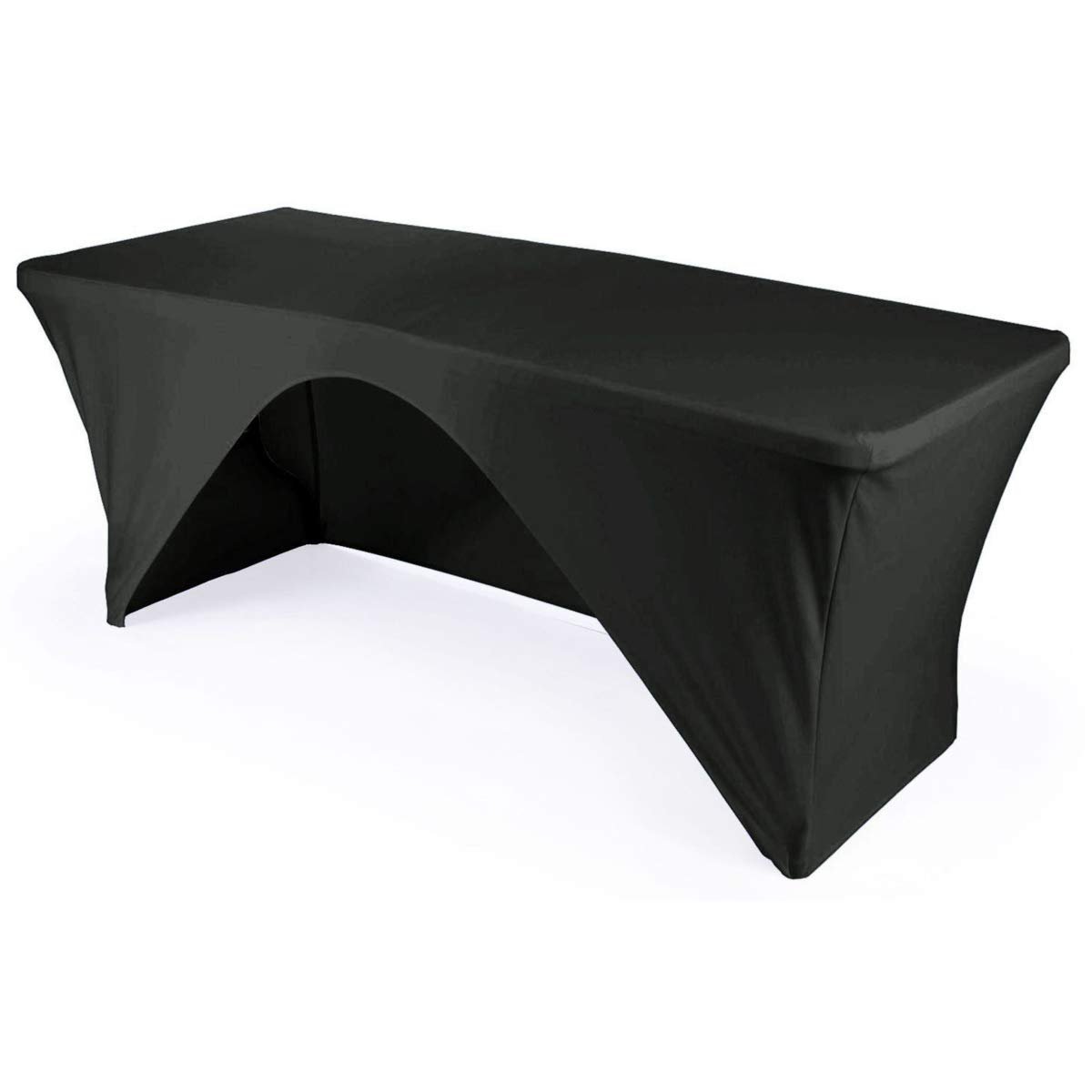 TCSpandex-OB96x30x30-BlackX24 Rectangular Open Back Spandex Tablecloth44; Black - 96 x 30 x 30 in.