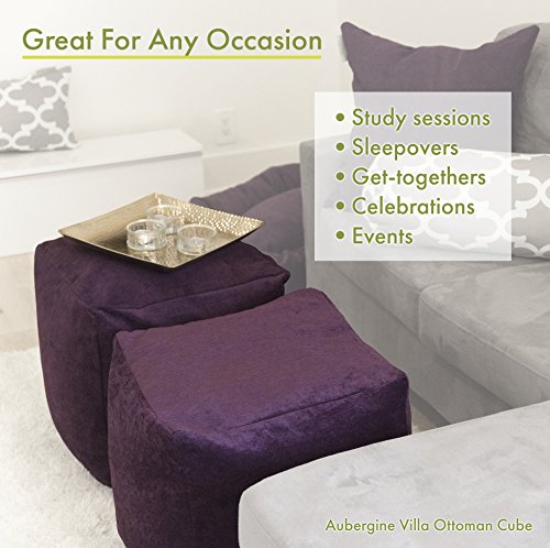 Majestic Home Goods Gray Wales Indoor Bean Bag Ottoman Pouf Cube 17" L x 17" W x 17" H