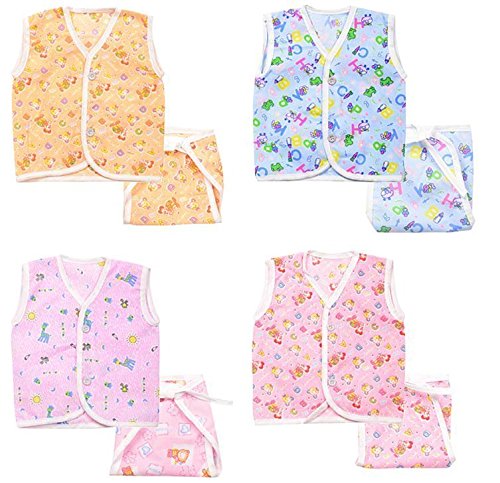 FARETO Cotton Baby Boy's And Girl's Jhabla With Diaper (0-3 Months) Set of 4 2 51LsQAScDyL