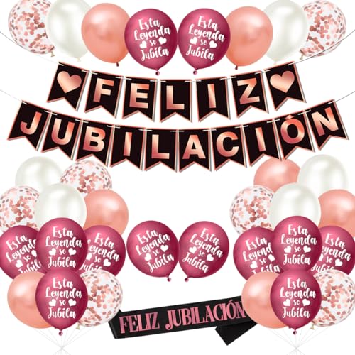 Decoración De Jubilación - Guirnalda Feliz Jubilación, Banderín, Sash, Globos Y Regalo - We Will Miss You