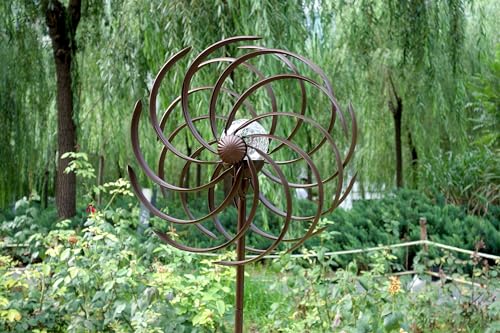 Steadydoggie JS1001 Solar Wind Spinner Willow Leaves-Improved 360 Degrees Swivel Multi-Color Led Lighting Solar Powered Glass Ball With Kinetic Wind Spinner-Metal Sculpture Construction-Outdoor Yard Lawn And Garden thumb #2