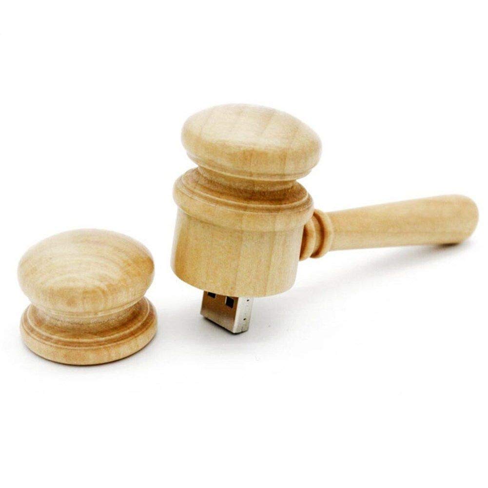 USB-Stick 64GB In Hammer-Form – Aus Holz, USB 2.0 – Lustiges Geschenk Für Anwälte, Richter & Studenten