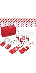 Frcctre 55 Pcs Electrical Lockout Tagout Kit, Group Lockout Hasps, Lockout Tags, Safety Padlocks ...
