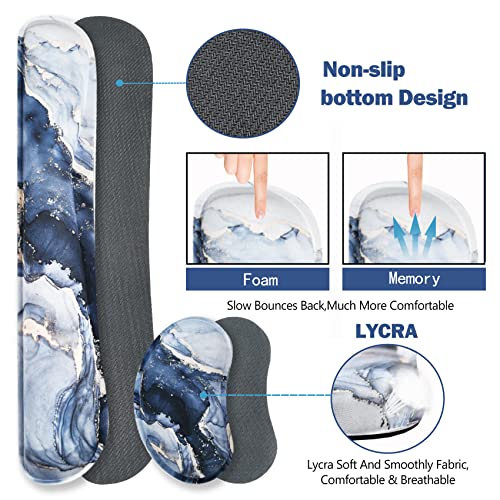 Image of ArtSo Large Gaming Mouse Pad, Keyboard Wrist Rest Pad & Wrist Support Mousepad Set, Stitched Edge, Extended, Non-Slip Base, Memory Foam,Multifunctional Desk Mat 4pcs for Office & Home, Gilt Marble