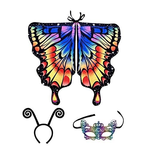 Suphyee Schmetterling Kostüm Kinder Damen | Schmetterlingsflügel Cape Kostüm - Fairy Ladies Cape Schmetterlingsflügel Performance Kostüme Cover