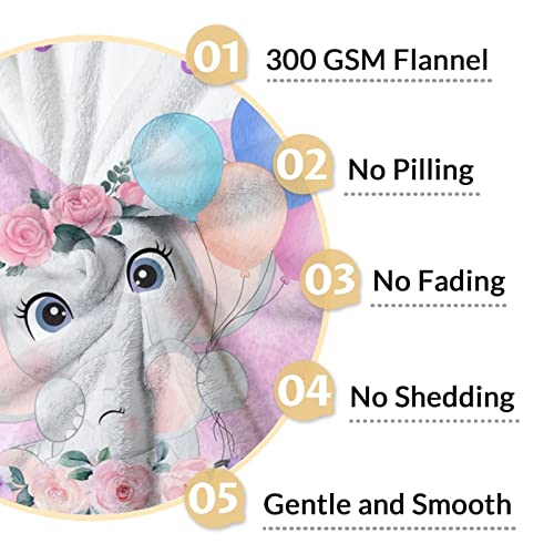 Elephant Blanket Gifts - 30"x40" Cute Throw for Women Girls - Purple Soft Fuzzy Blankets for Couch & Office